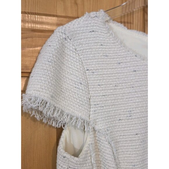 Rebecca Taylor Womens Dress 10 Fringe Tweed Shift Ivory Metallic - Picture 5 of 16